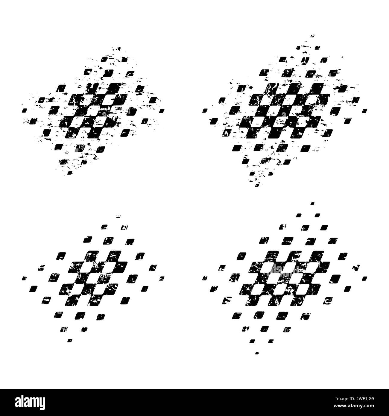 Race grunge checkered square halftone Stock Vector