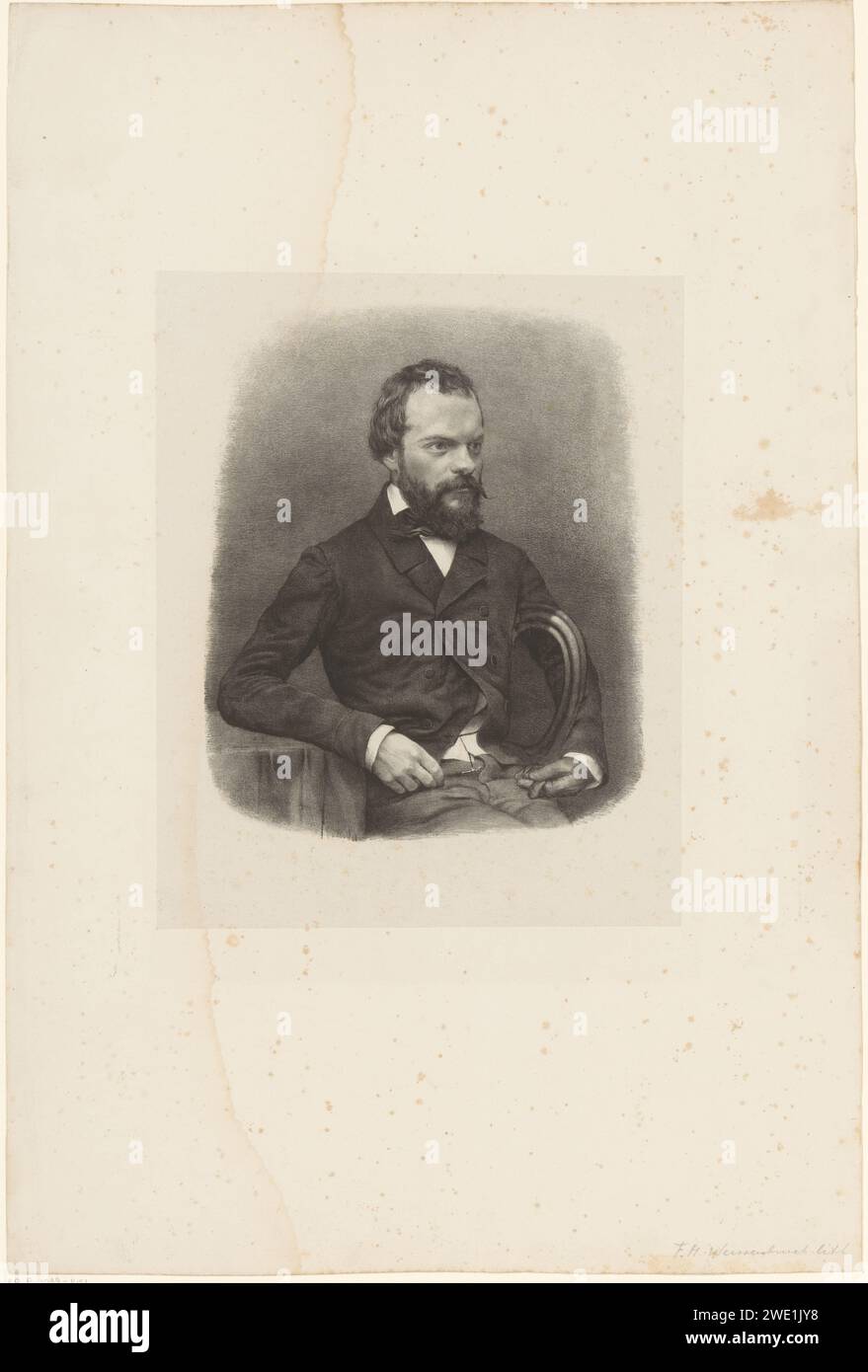 Portrait van Jan Weissenbruch, Frederik Hendrik Weissenbruch, 1838 - 1887 print  Netherlands paper.  historical persons Stock Photo