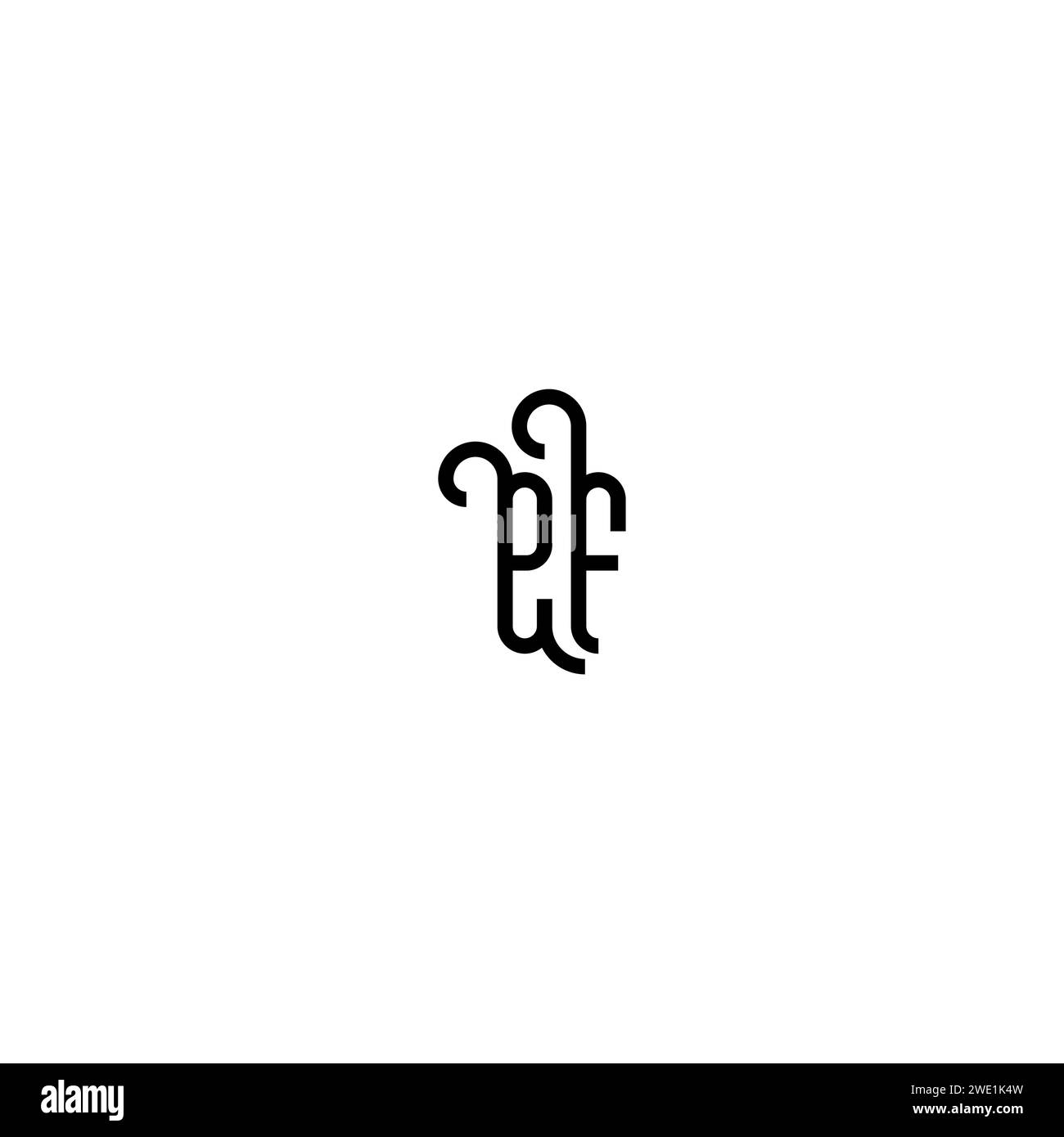 EF simple curved concept initial logo design black and white background ...