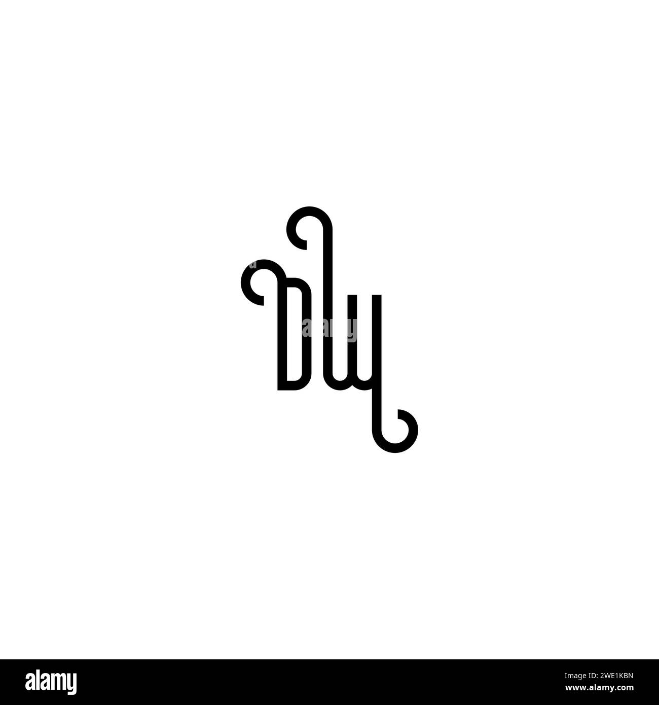 DW simple curved concept initial logo design black and white background ...
