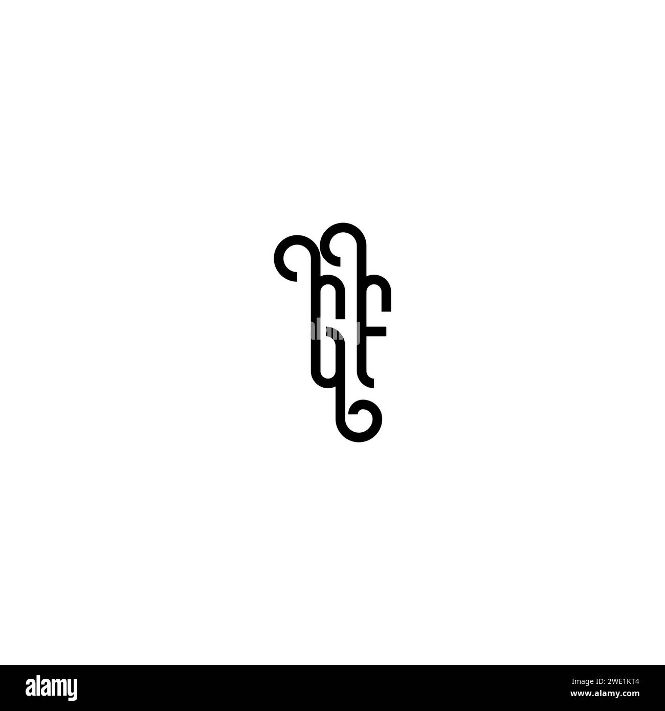 GF simple curved concept initial logo design black and white background ...