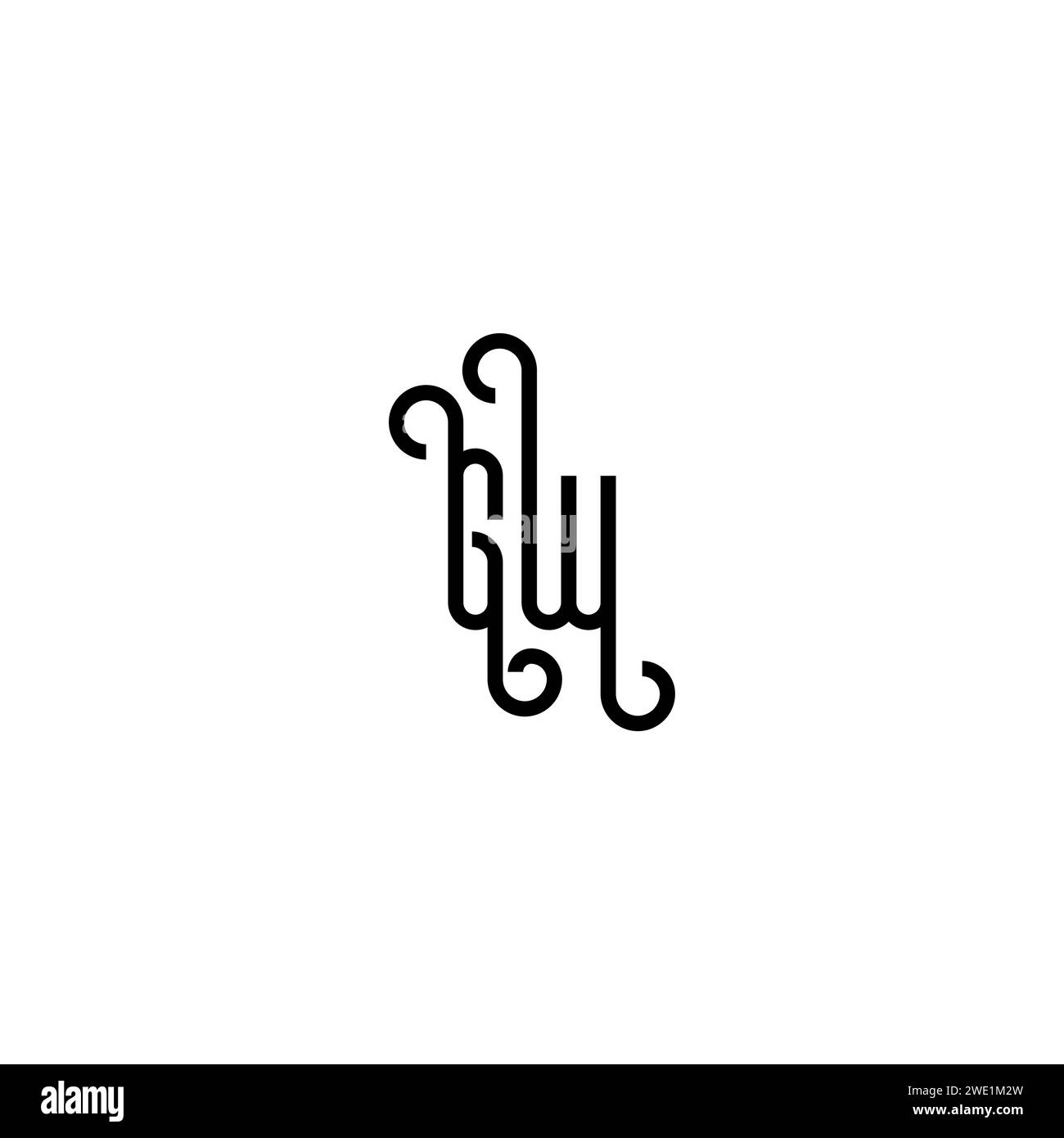 GW simple curved concept initial logo design black and white background ...