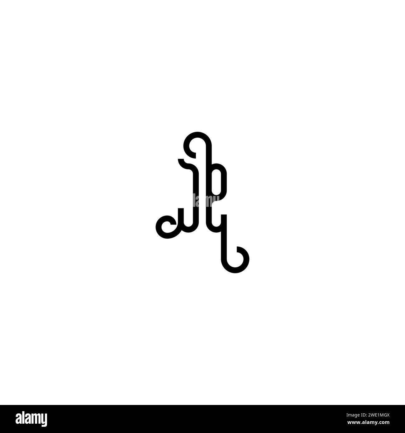 JE simple curved concept initial logo design black and white background ...