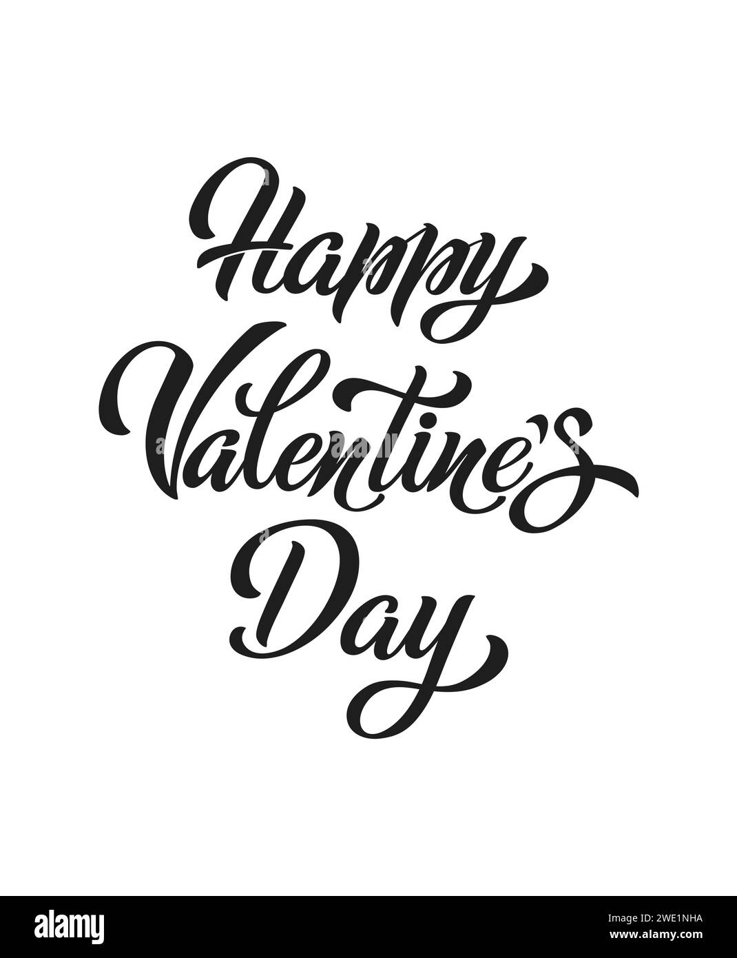 Happy Valentine's Day hand lettering vector type illustration. Vector ...