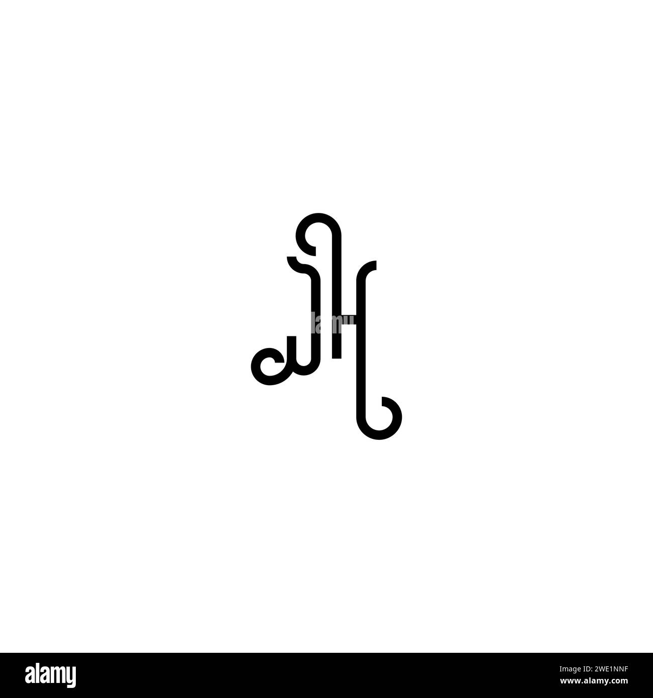 JH simple curved concept initial logo design black and white background ...