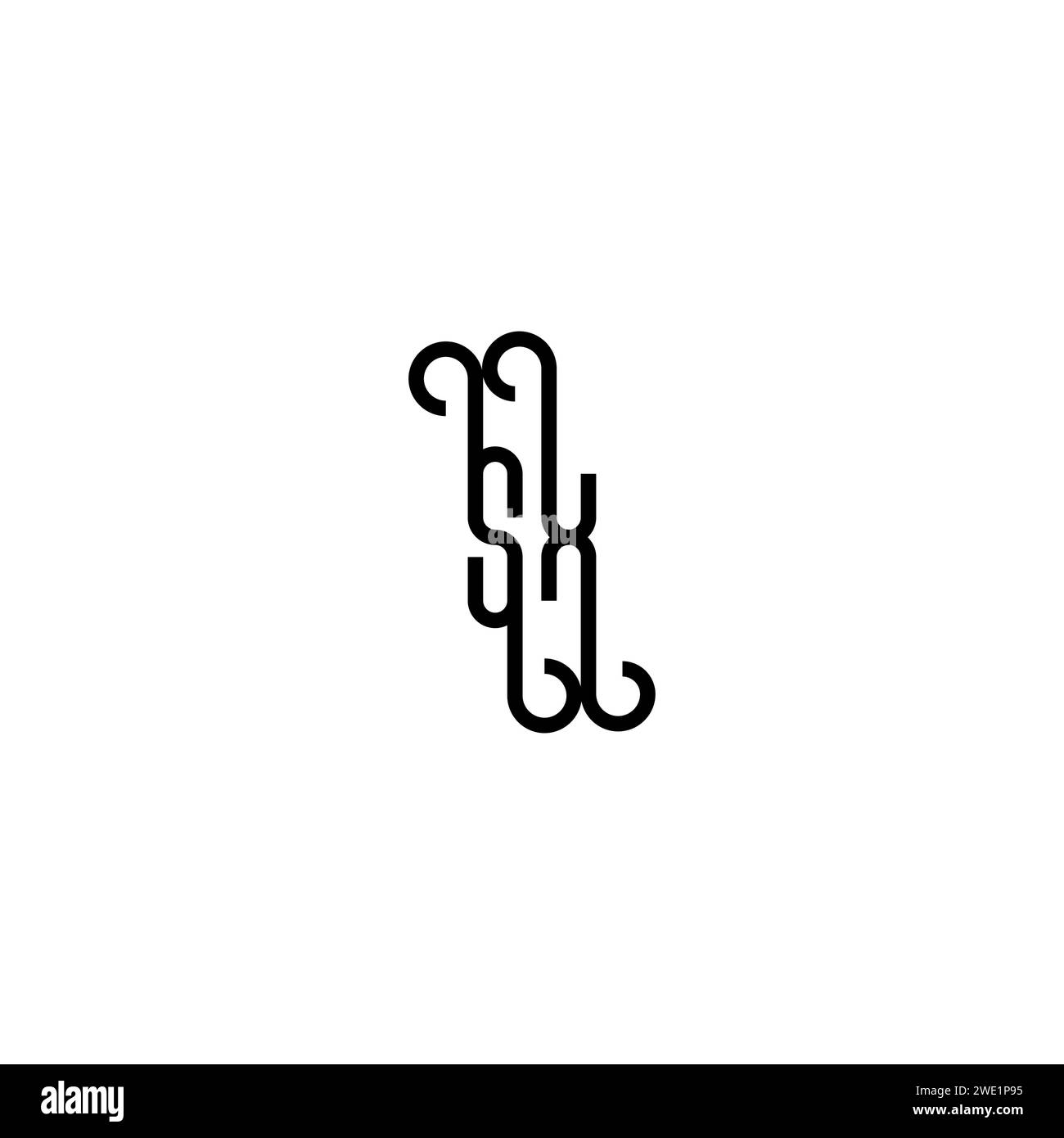 SX simple curved concept initial logo design black and white background ...