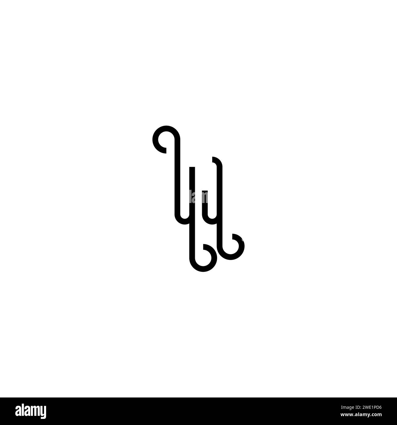UJ simple curved concept initial logo design black and white background ...