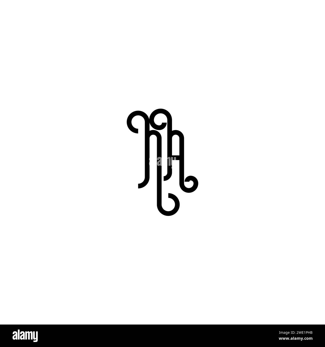 NA simple curved concept initial logo design black and white background ...
