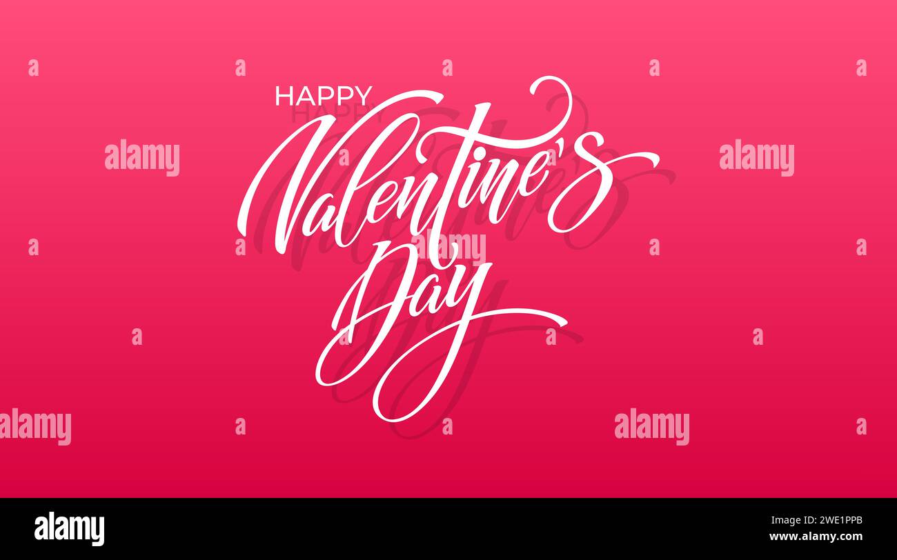 Happy Valentine's Day hand lettering vector type illustration. Vector ...
