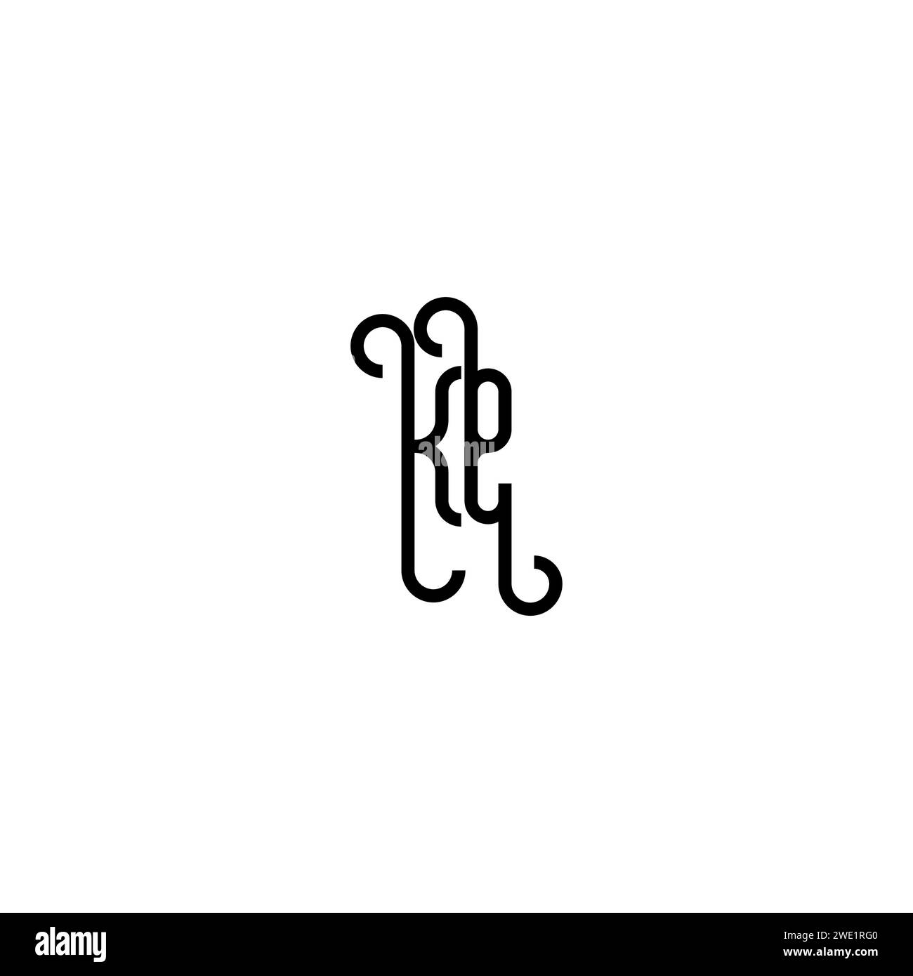 KE simple curved concept initial logo design black and white background ...