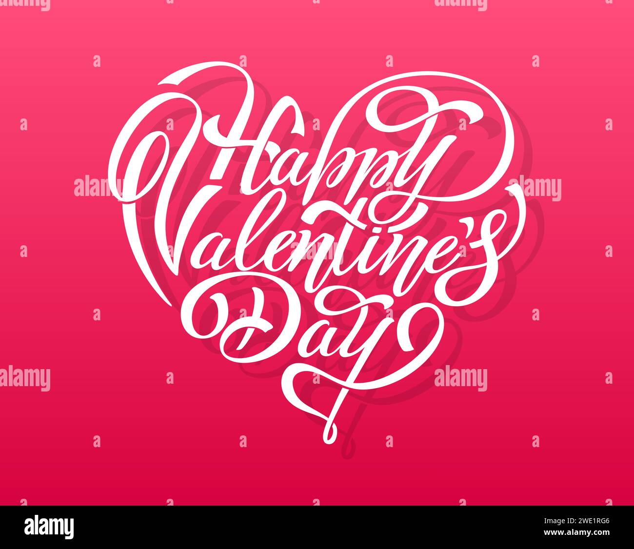 Happy Valentine's Day hand lettering vector type illustration. Vector ...