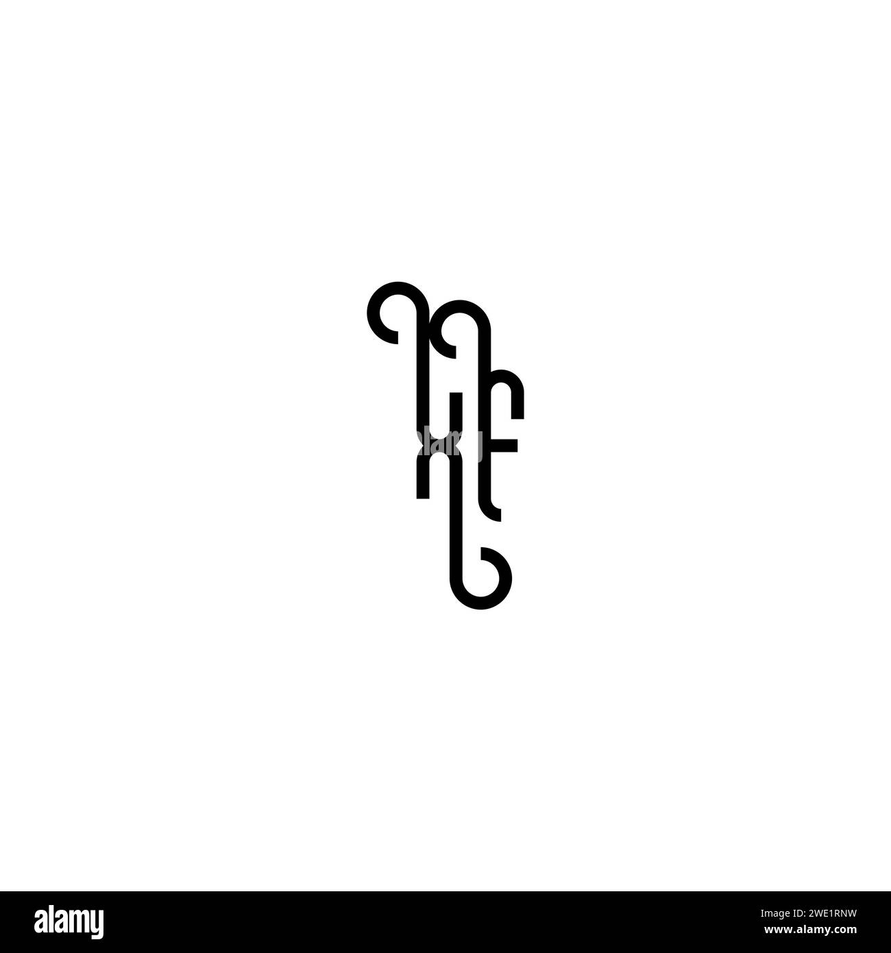 XF simple curved concept initial logo design black and white background ...