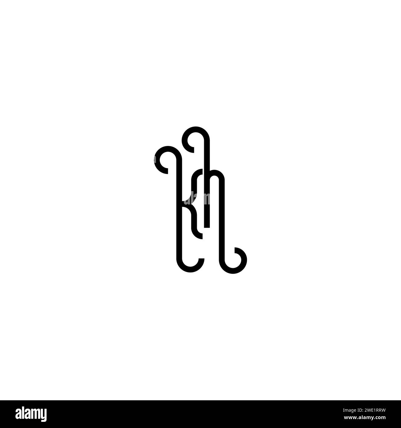 KN simple curved concept initial logo design black and white background ...
