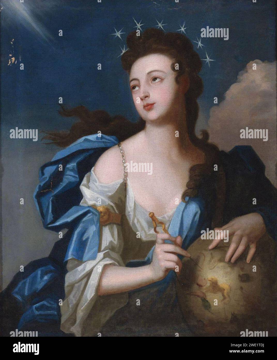 Allegorical Portrait of Urania, Muse of Astronomy by Louis Tocqué. Stock Photo