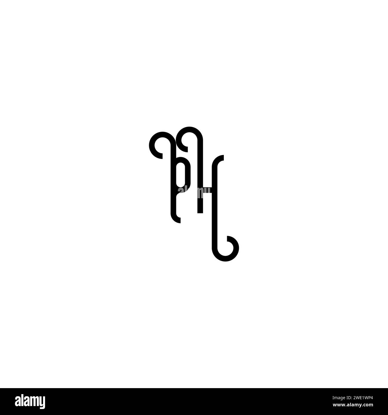 PH simple curved concept initial logo design black and white background ...