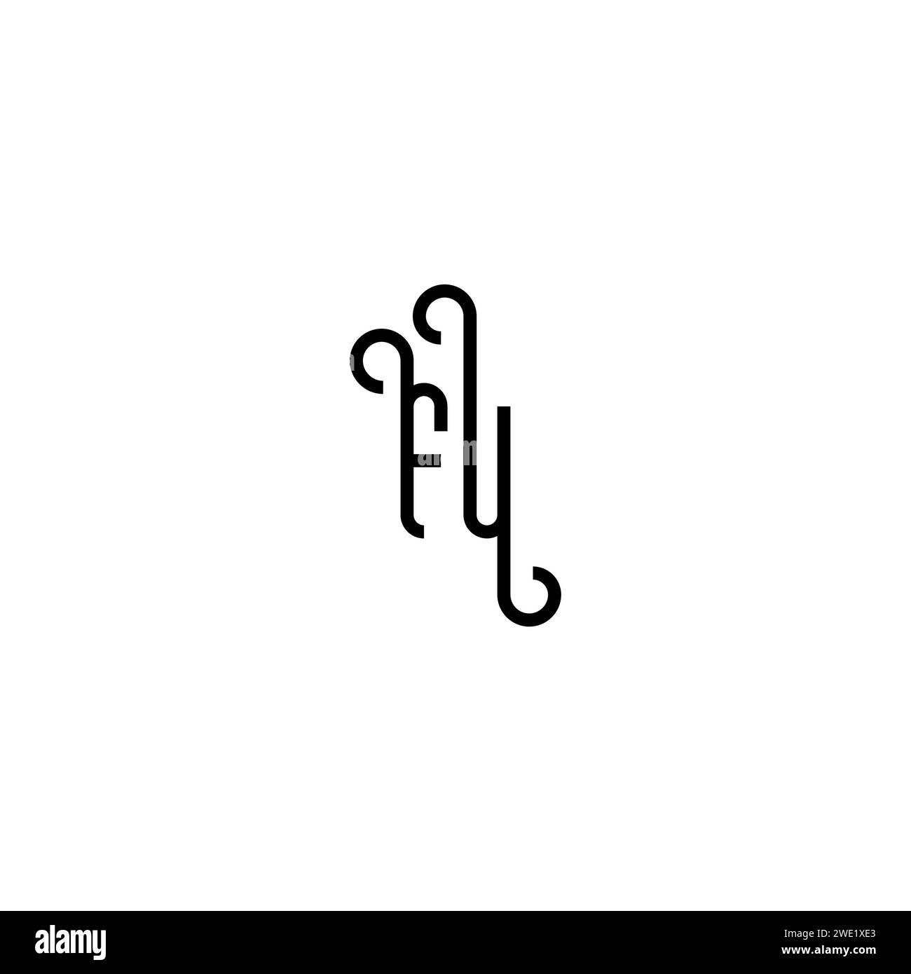 FU simple curved concept initial logo design black and white background ...