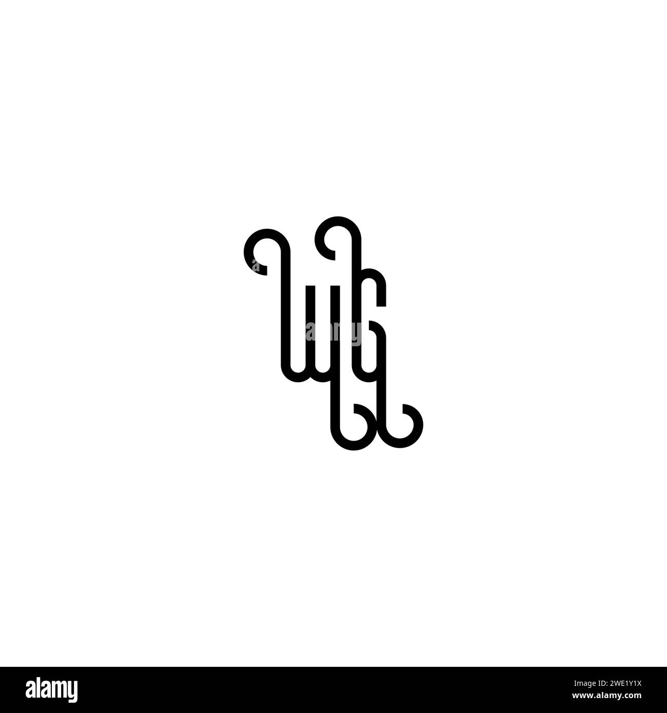 WG simple curved concept initial logo design black and white background ...