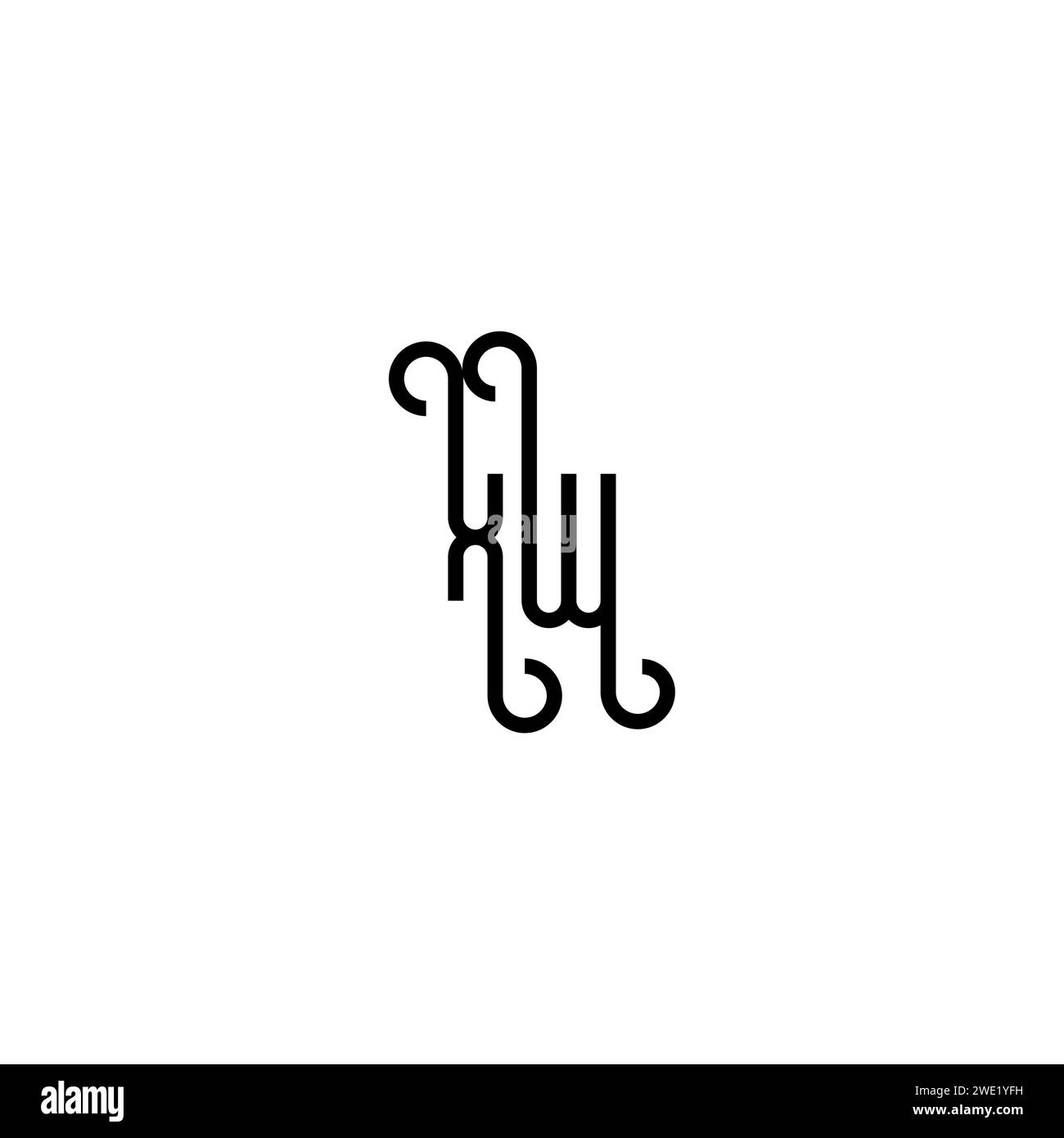 XW simple curved concept initial logo design black and white background ...