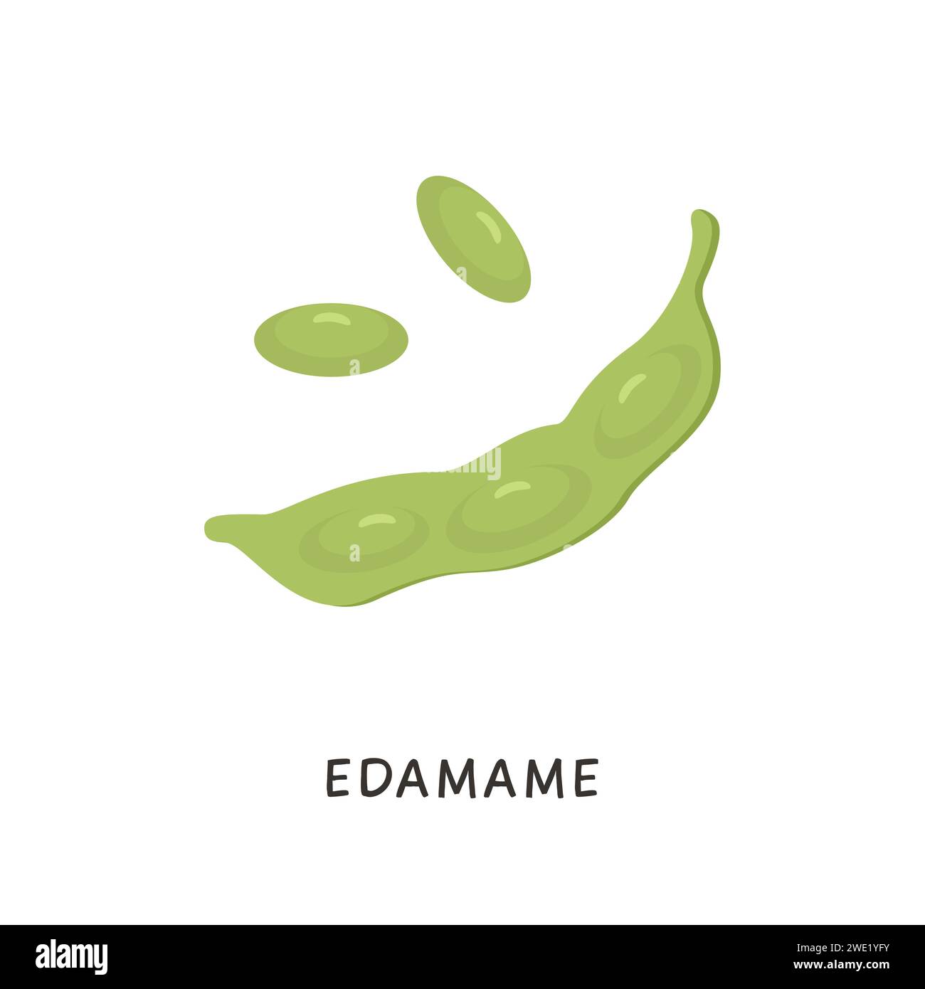 Vector cartoon Edamame green beans illustration. Soybean pods isolated on white background. Soy