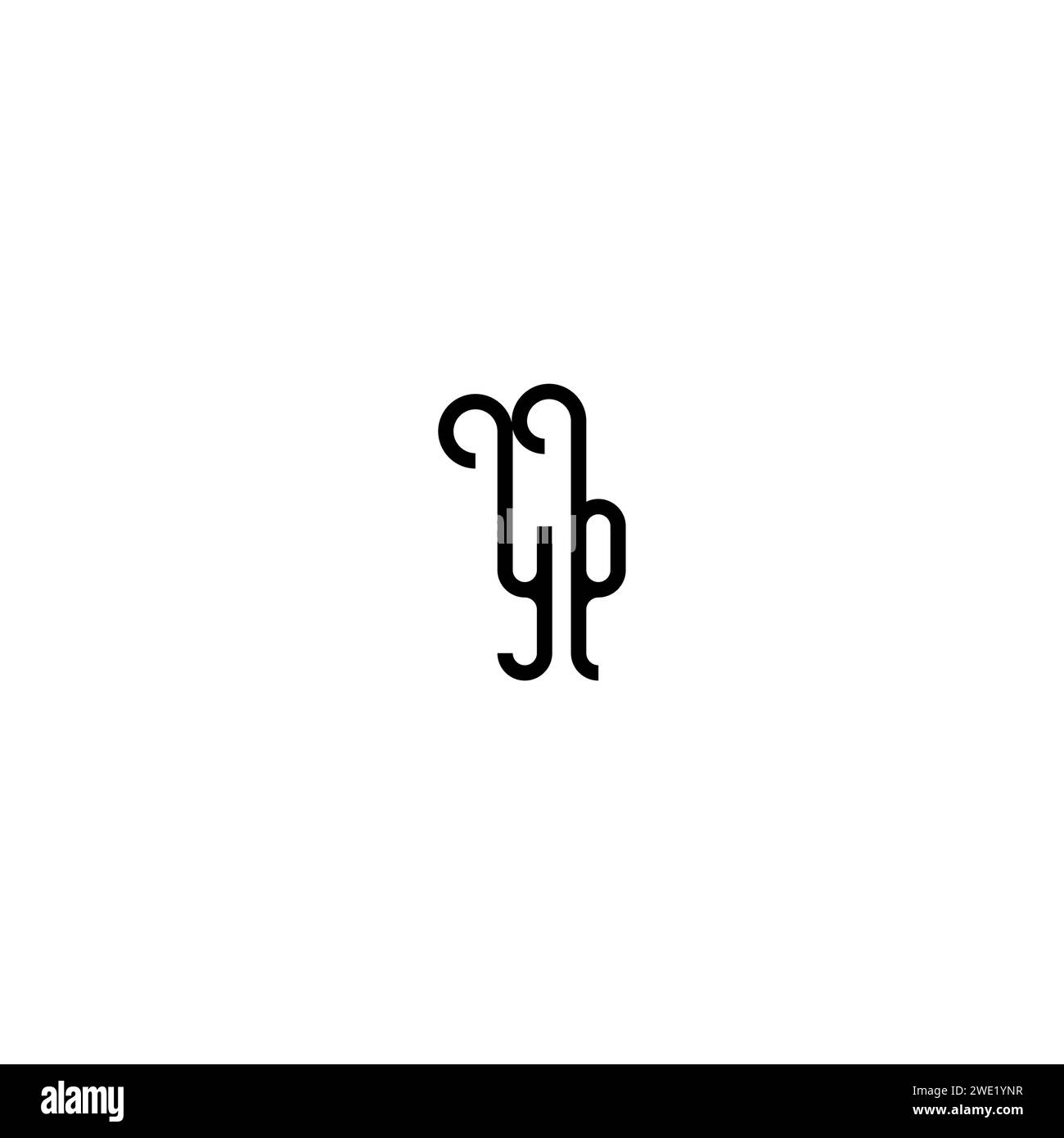 YP simple curved concept initial logo design black and white background ...