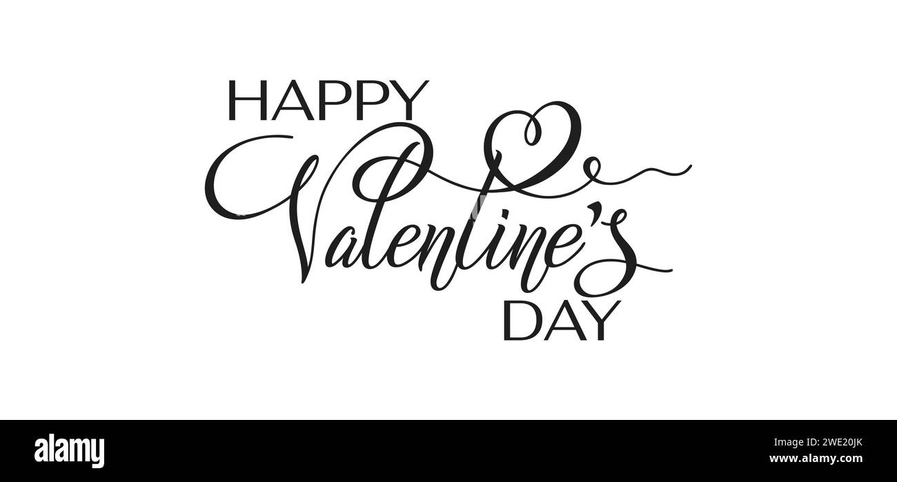 Happy Valentine's Day hand lettering vector type illustration. Vector ...