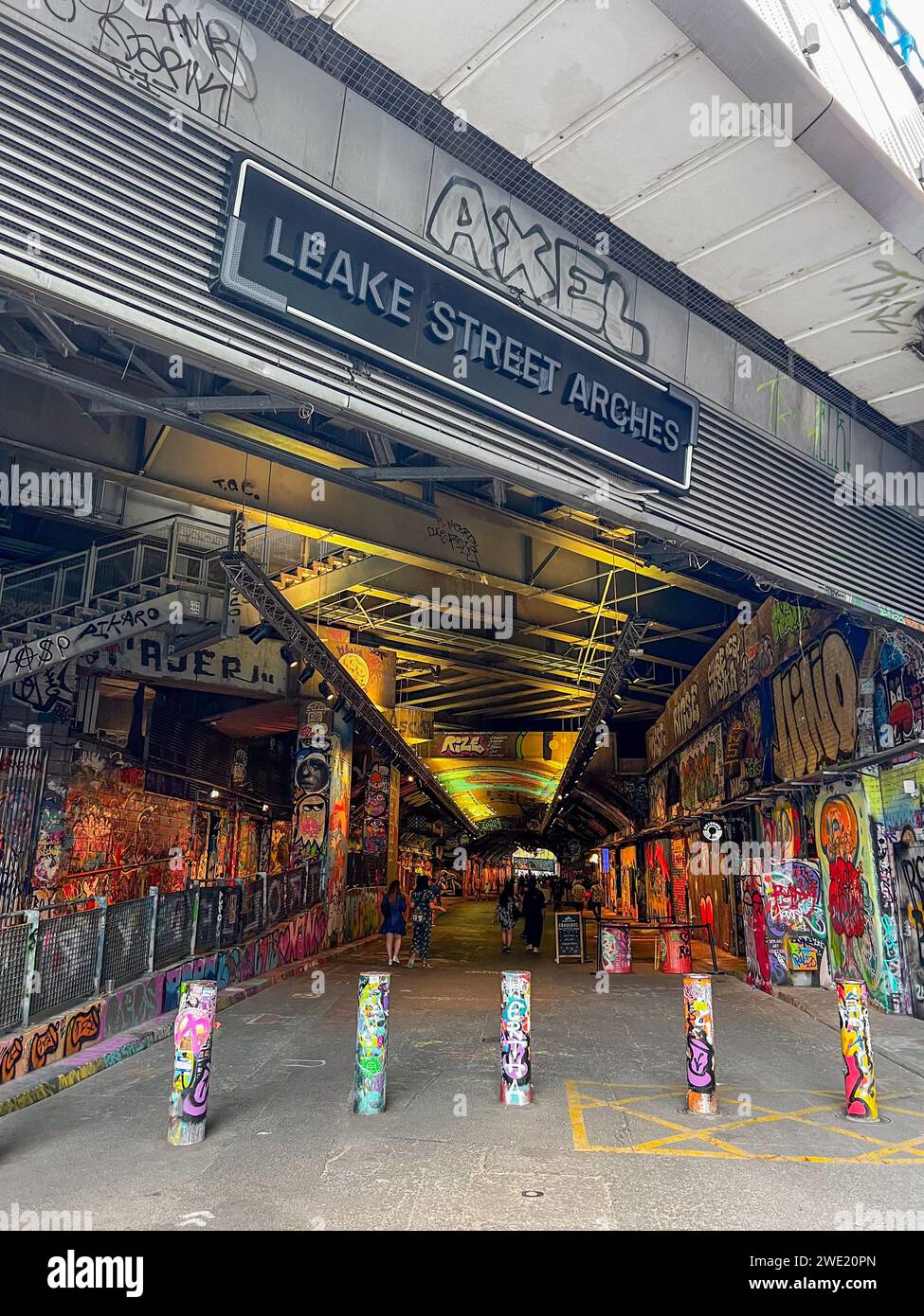 Southbank London, England, UK - Aug 27, 2022: Leake Street Arches is a series of tunnels where visitors can paint, dine, or shop. Stock Photo