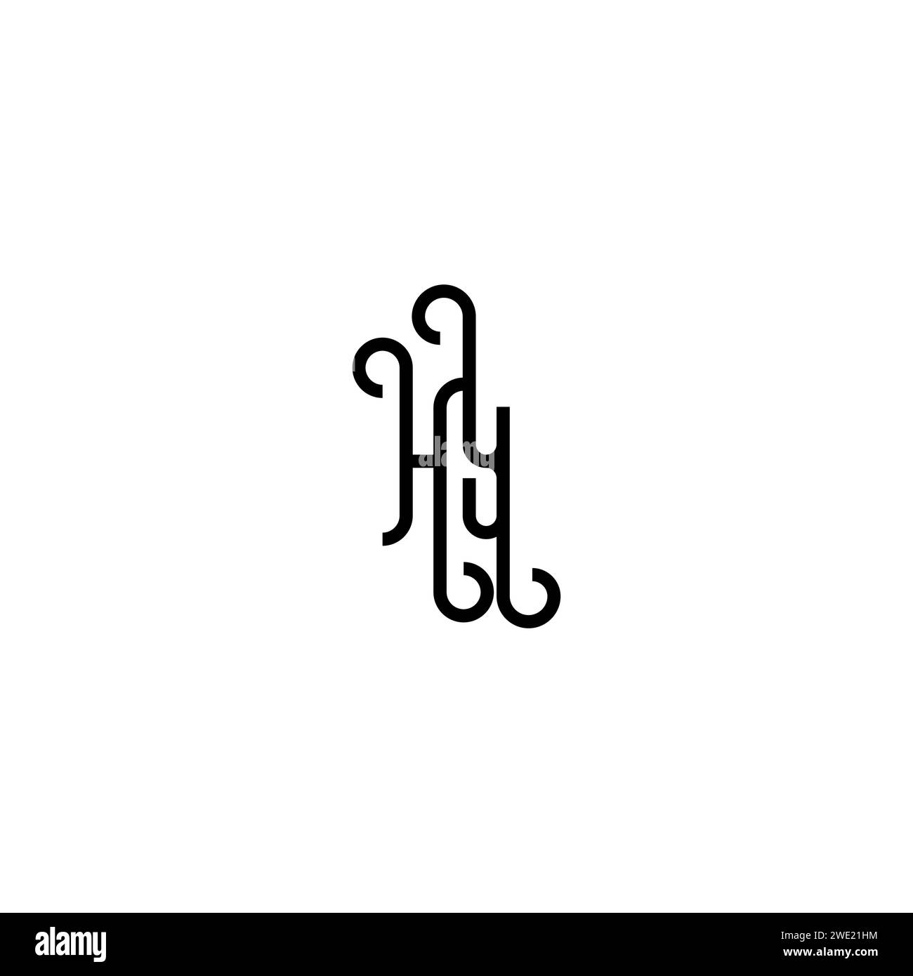 HY simple curved concept initial logo design black and white background ...
