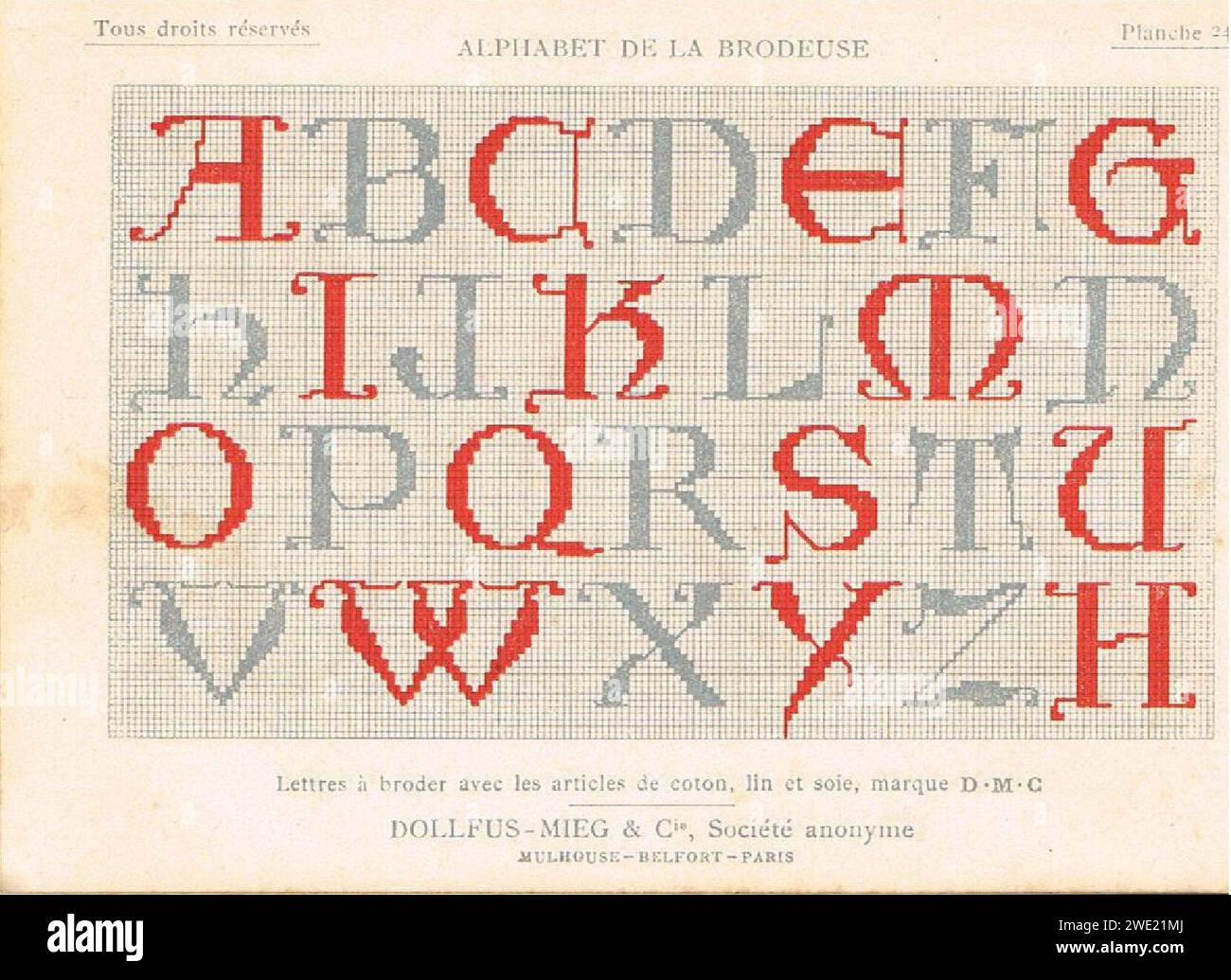 Alphabet de la Brodeuse Thérèse de Dillmont (114 Stock Photo