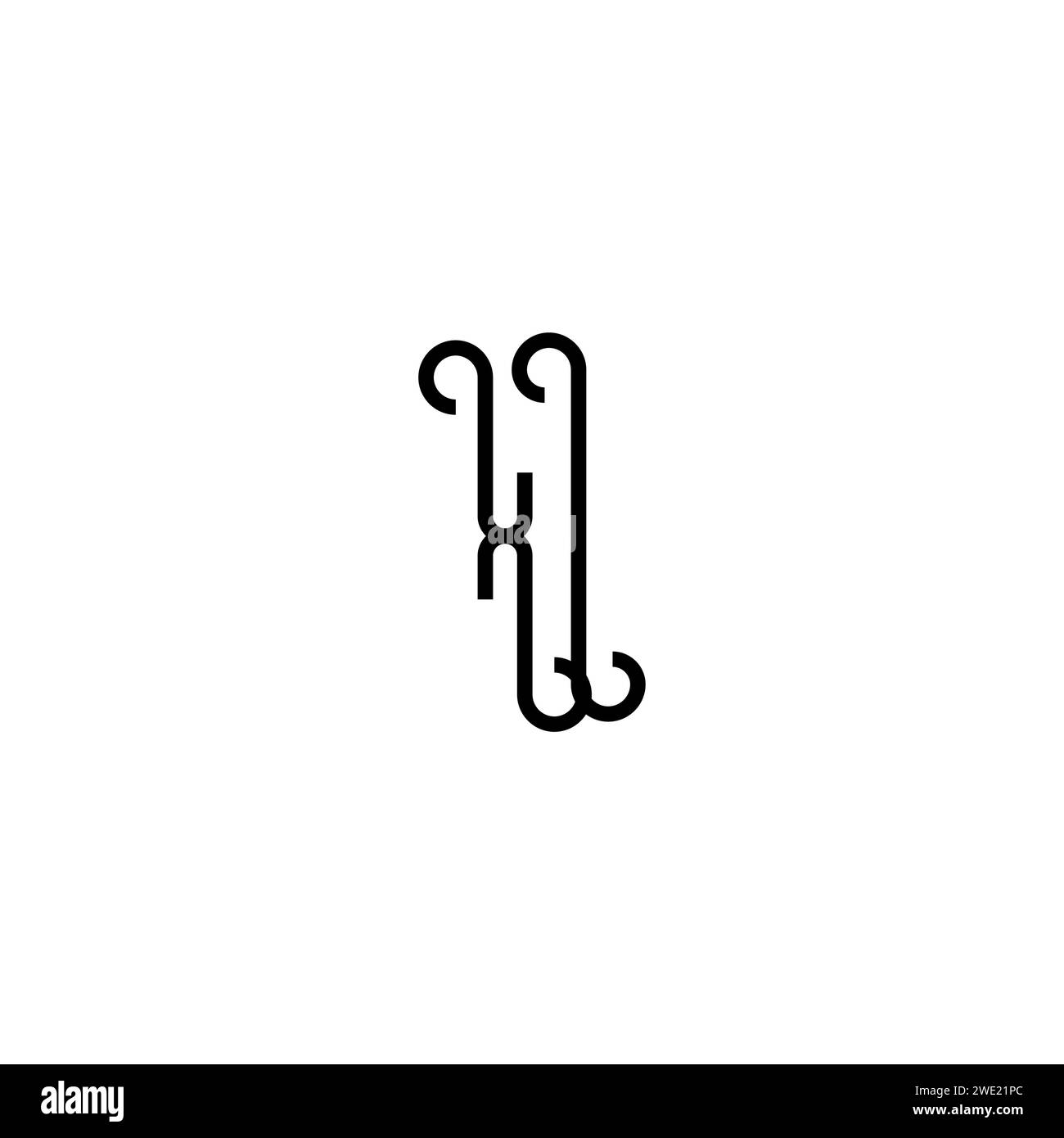 XI simple curved concept initial logo design black and white background ...
