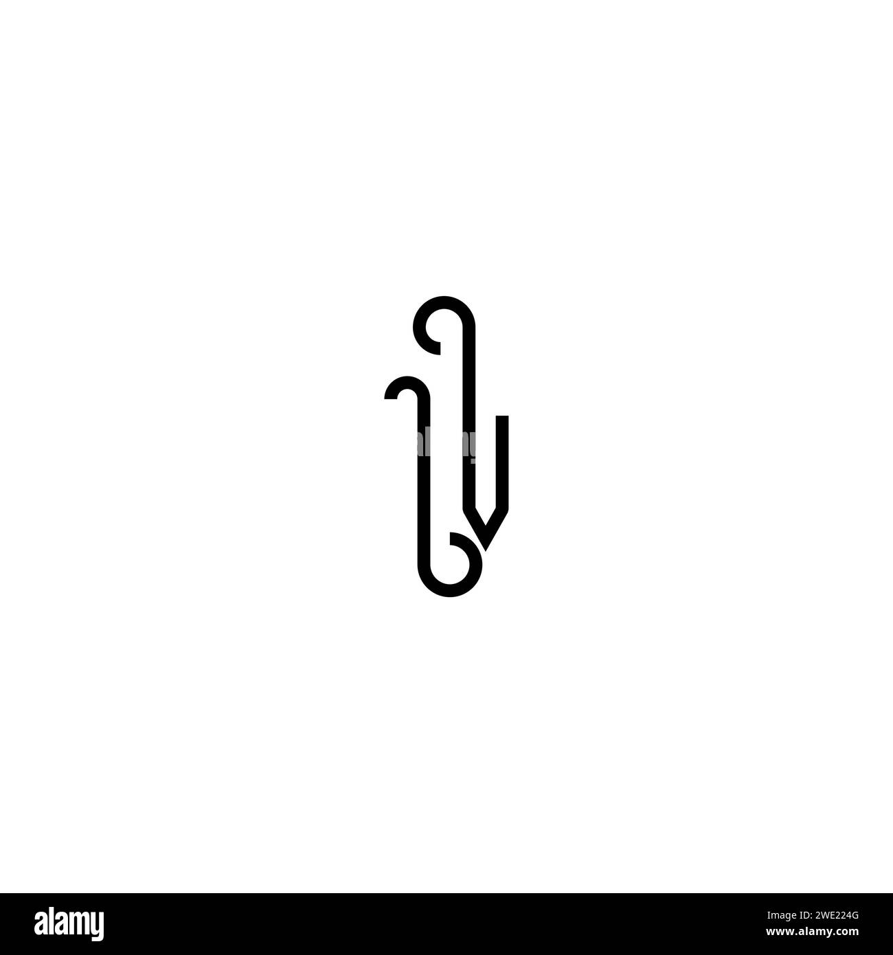 IV simple curved concept initial logo design black and white background ...