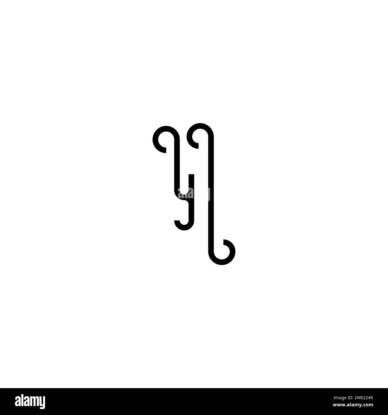 YI simple curved concept initial logo design black and white background ...