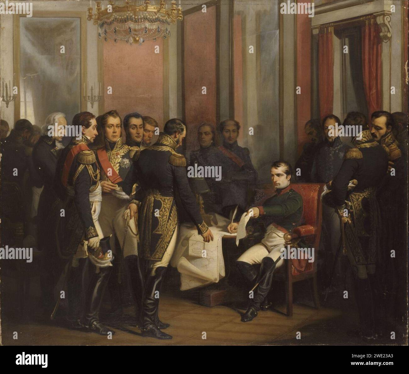 Bouchot - Napoléon signe son abdication à Fontainebleau 11 avril 1814. Stock Photo