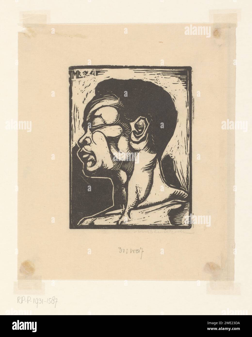 Black Man, Meijer Bleekrode, 1924 print Shoulder piece of a black man