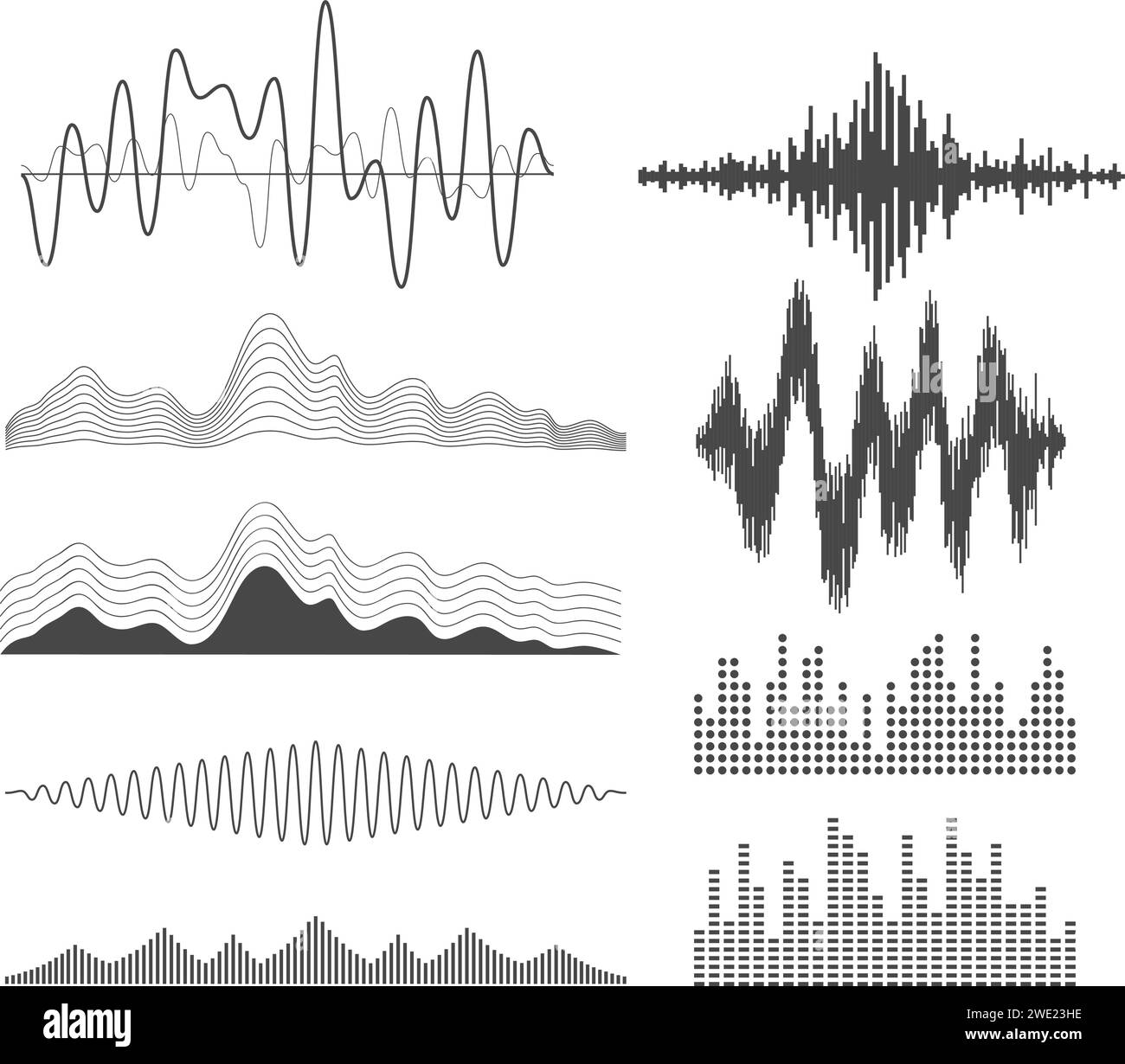 Equalizer, music, sound waves illustrations, set of icons Stock Vector ...