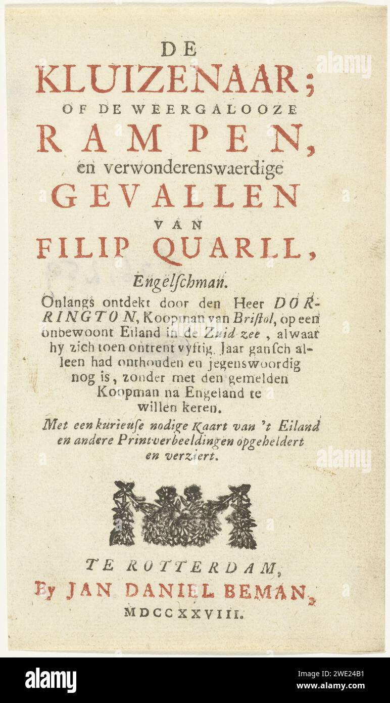 Title page for: Peter Longueville, De Hermitaar; or the unparalleled ...