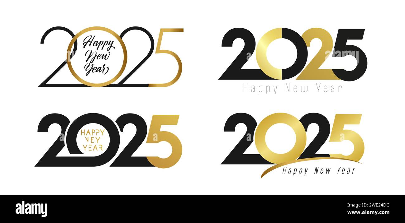 Set of creative number icons. Happy New Year 2025 design concepts. Two