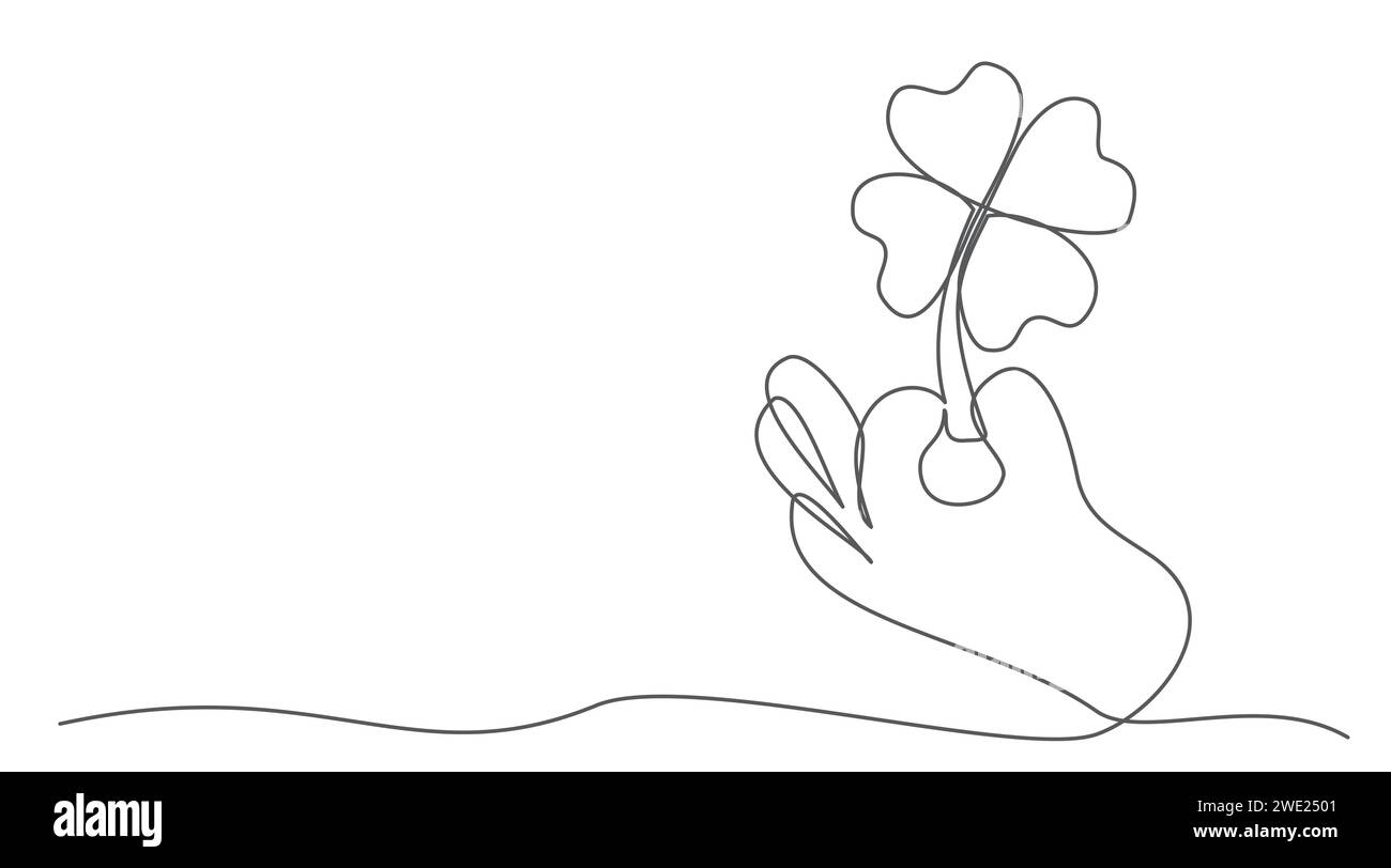 Clover One line drawing isolated on white background Stock Vector Image ...