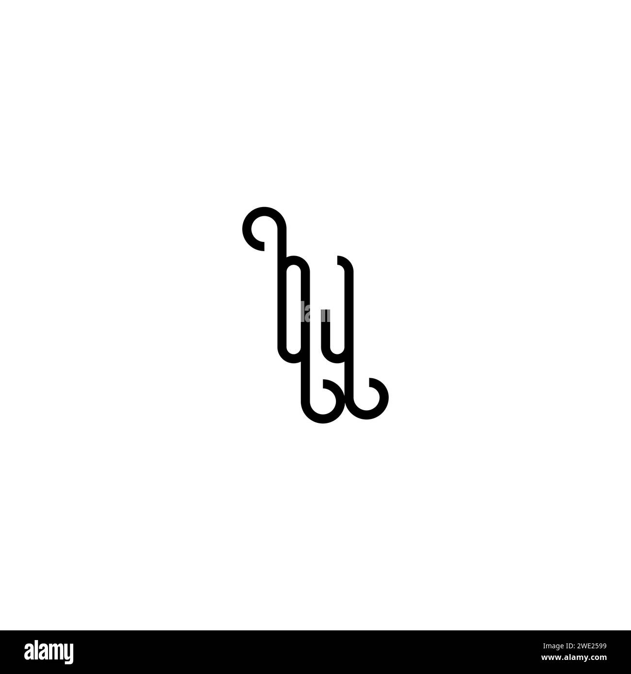 OJ simple curved concept initial logo design black and white background ...