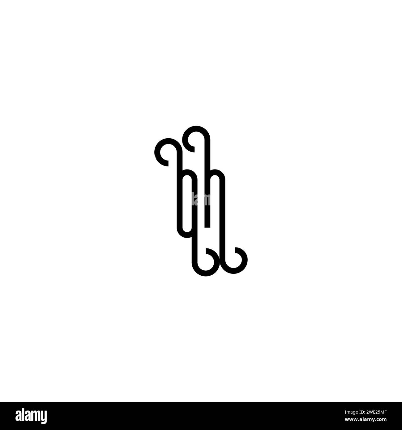 ON simple curved concept initial logo design black and white background ...