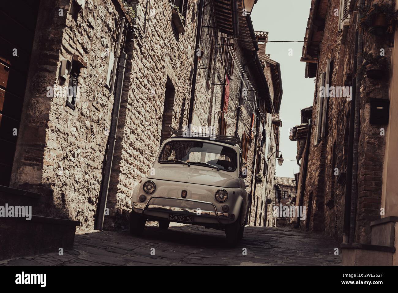 Old fiat 500 car in street in perugia hi-res stock photography and ...
