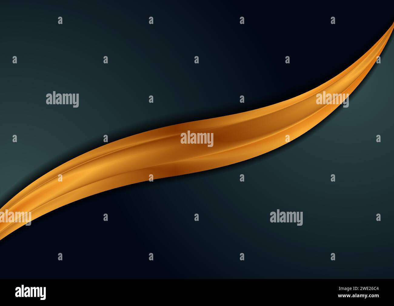 Dark blue abstract background with golden glossy wave. Vector graphic ...
