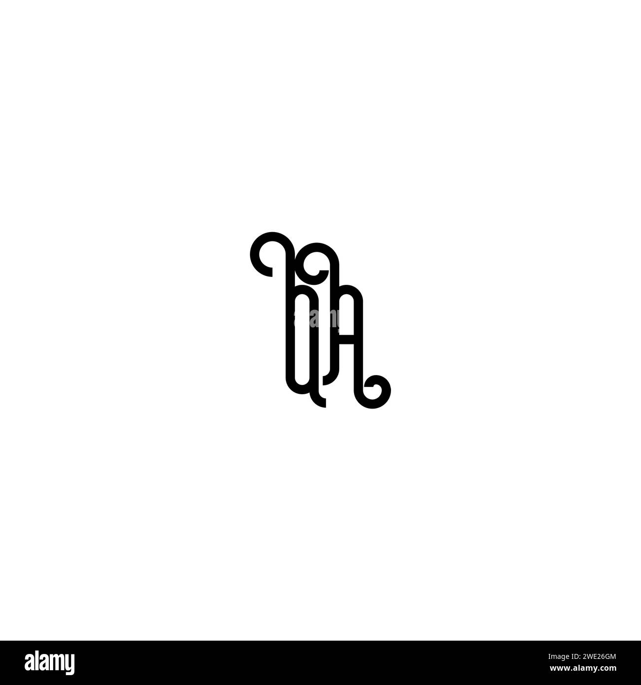 QA simple curved concept initial logo design black and white background ...