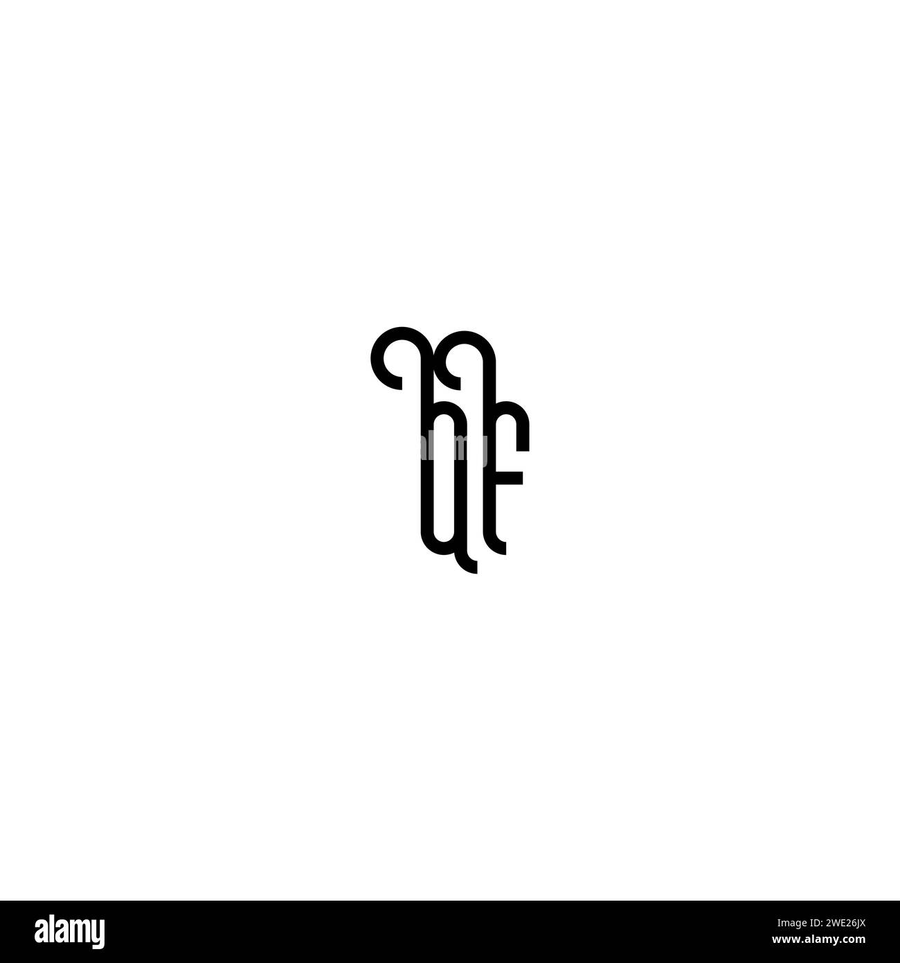 QF simple curved concept initial logo design black and white background ...