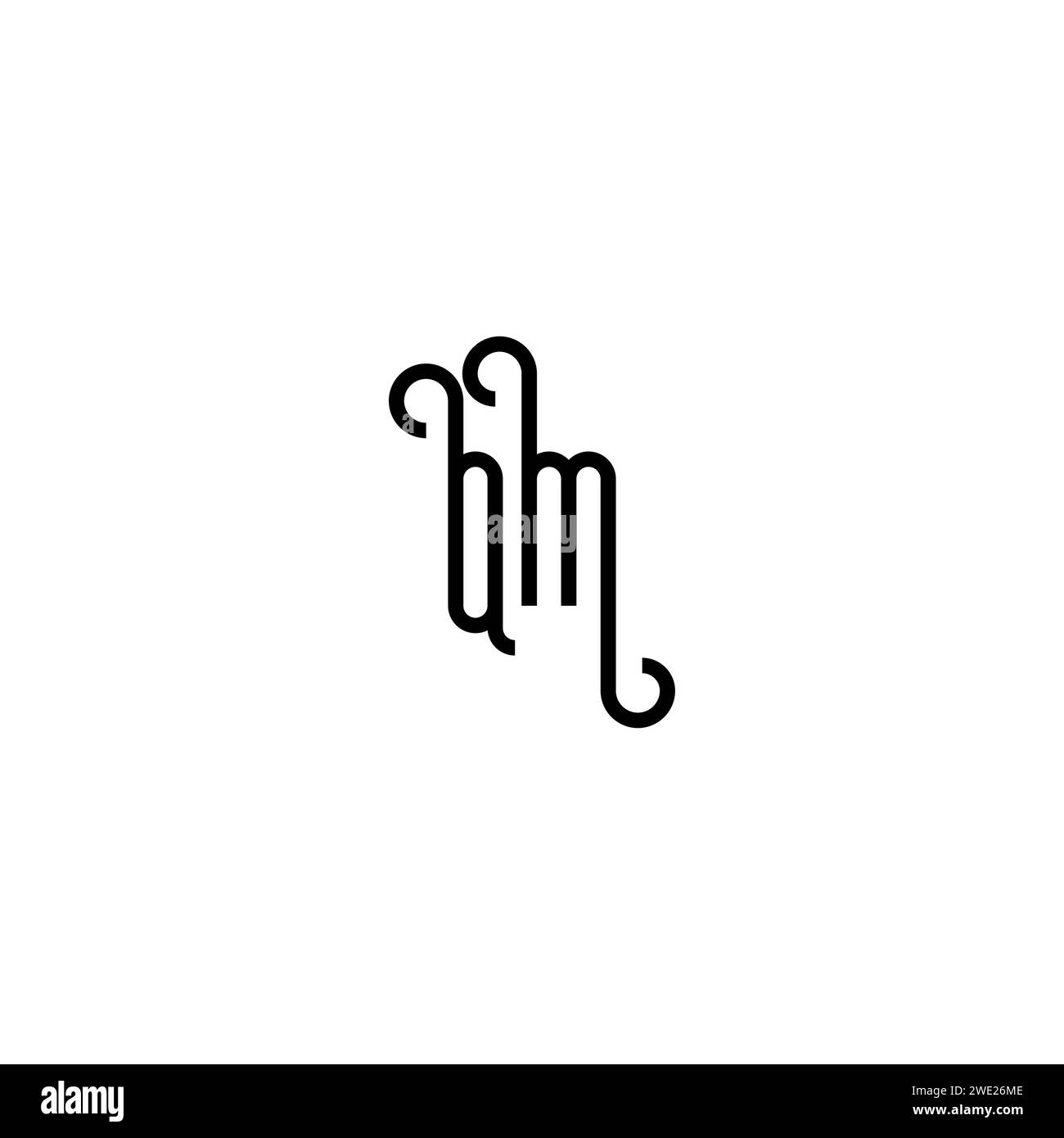 QM simple curved concept initial logo design black and white background ...