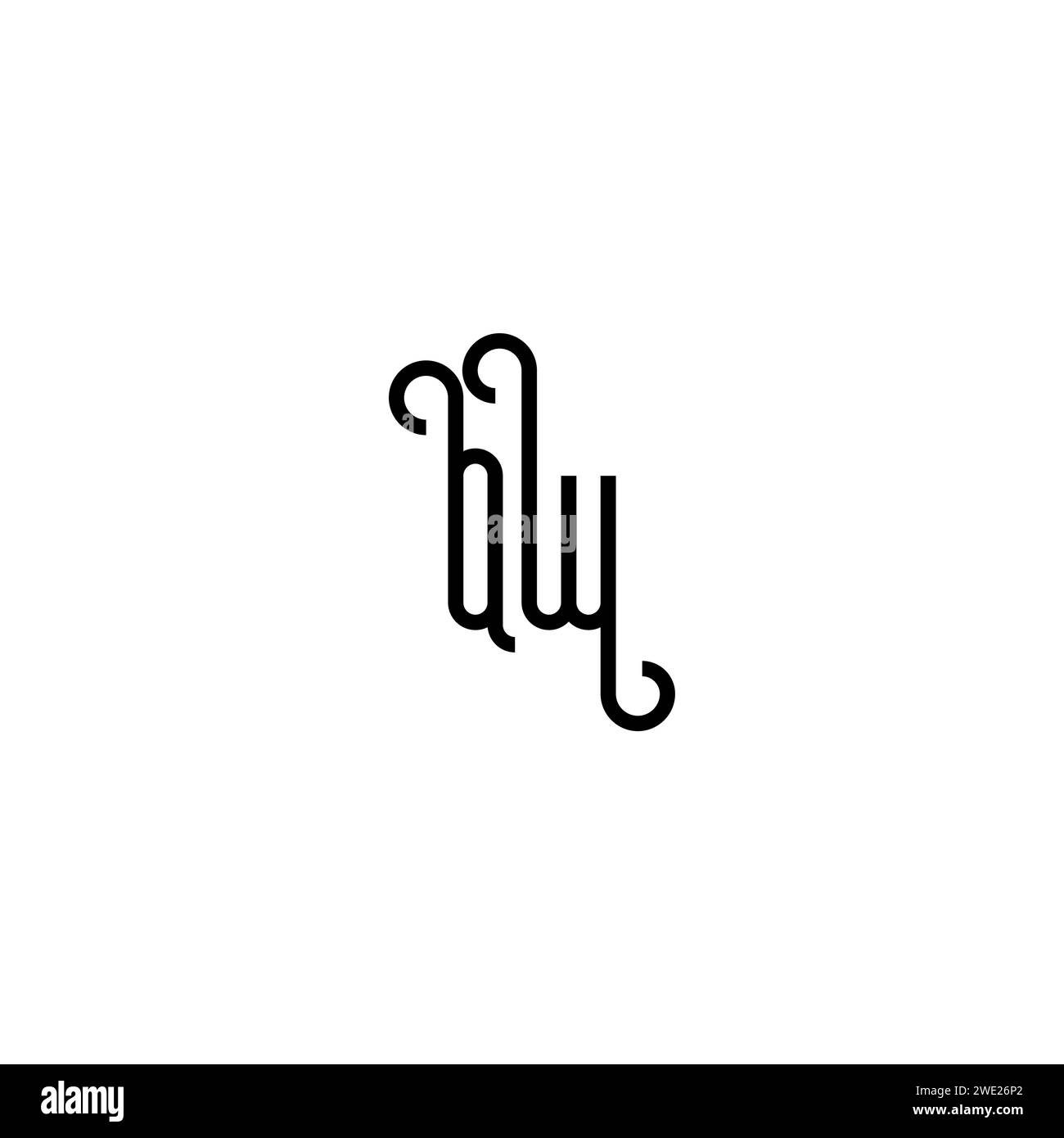 QW simple curved concept initial logo design black and white background ...