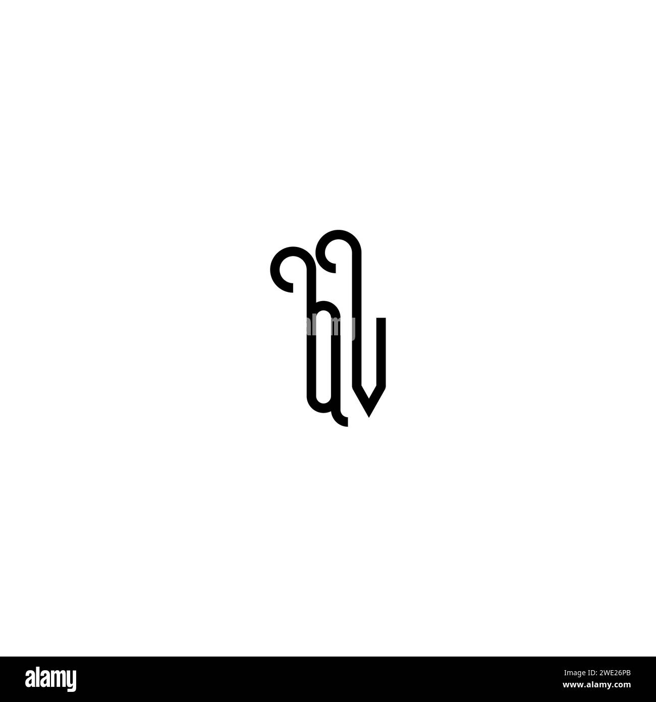 QV simple curved concept initial logo design black and white background ...
