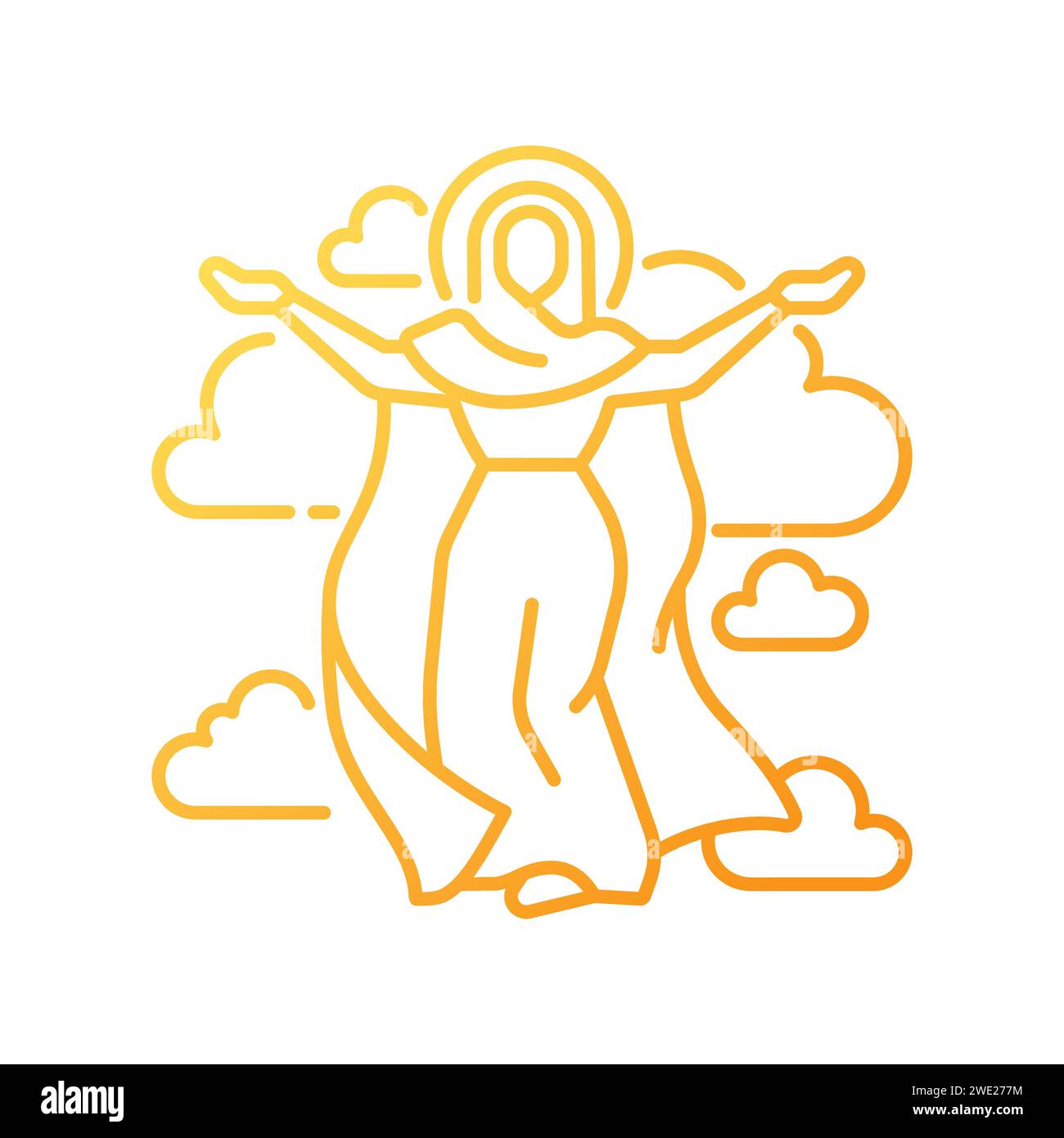 Ascended virgin mary gradient linear vector icon Stock Vector