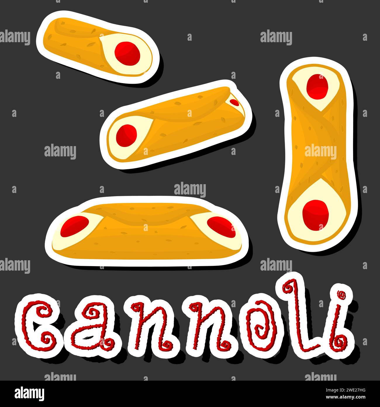 Illustration on theme big set different types sweet waffles Sicilian