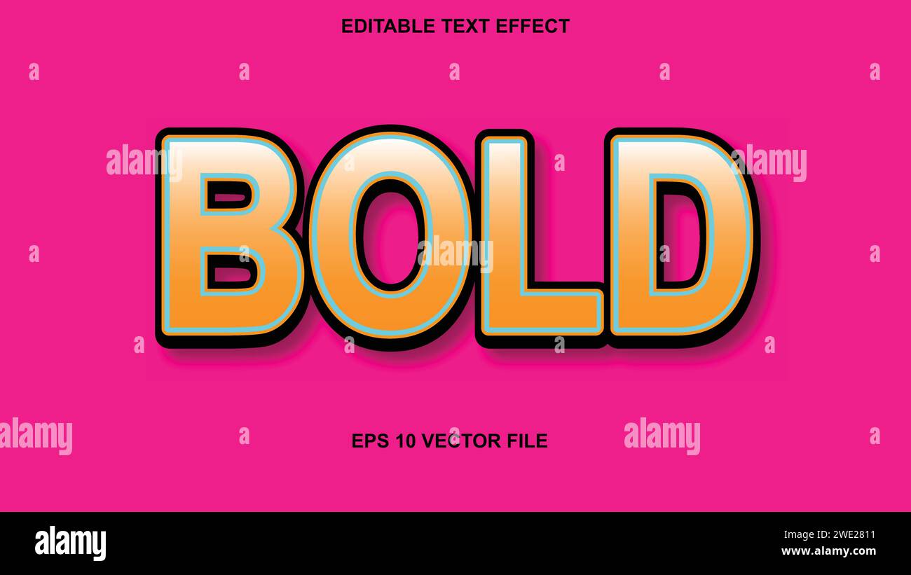 Brand black 3d style editable text effect. Vector illustration Stock Vector