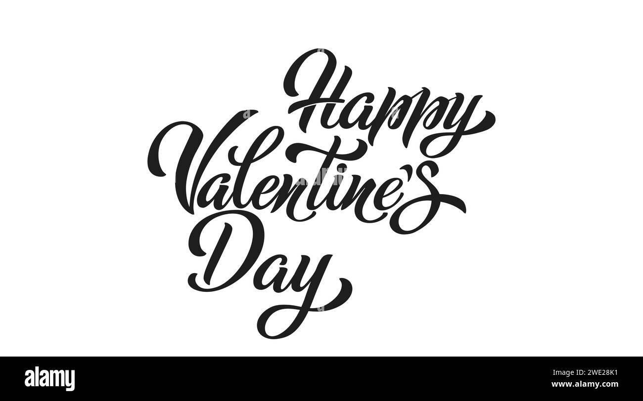 Happy Valentine's Day hand lettering vector type illustration. Vector ...